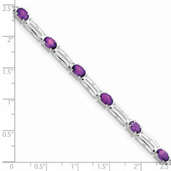 Sterling Silver Rhodium-plated Amethyst Bracelet QX143AM