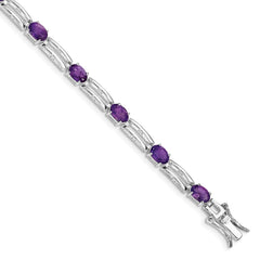 Sterling Silver Rhodium-plated Amethyst Bracelet QX143AM