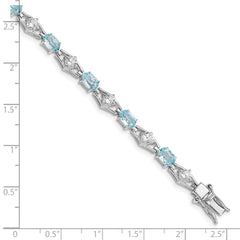 Sterling Silver Rhodium-plated Blue Topaz & CZ Bracelet QX151BT