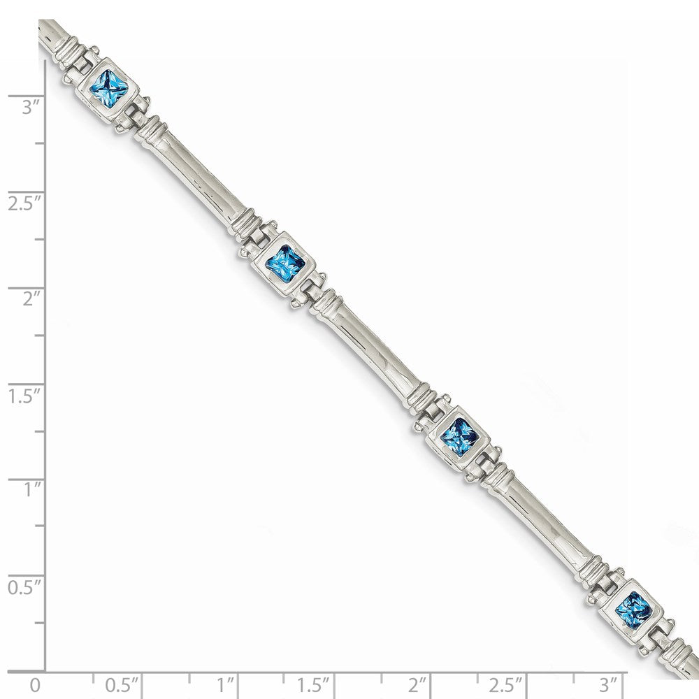Sterling Silver Rhodium-plated Blue Topaz Bracelet QX160BT