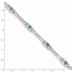 Sterling Silver Rhodium-plated Blue Topaz Bracelet QX160BT