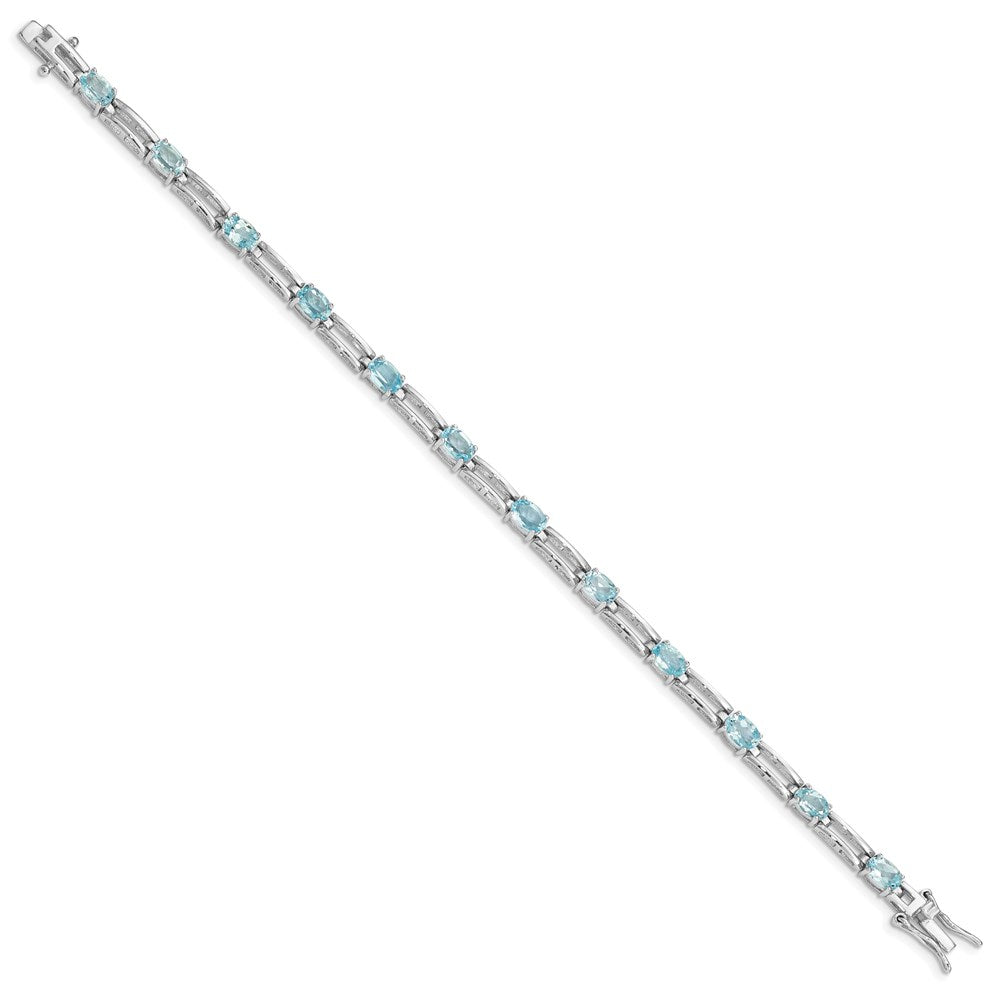 Sterling Silver Rhodium-plated Blue Topaz Bracelet QX162BT