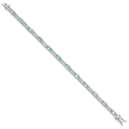 Sterling Silver Rhodium-plated Blue Topaz Bracelet QX162BT