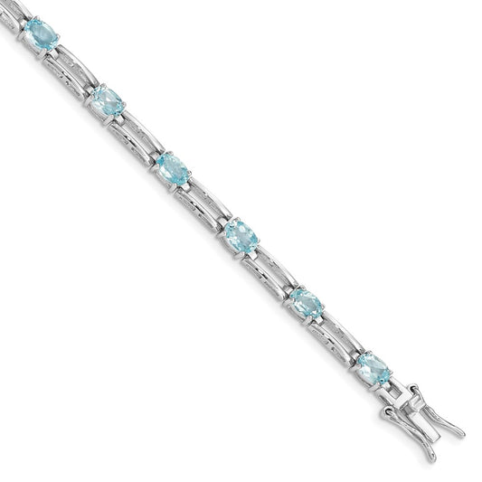 Sterling Silver Rhodium-plated Blue Topaz Bracelet QX162BT