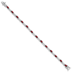 Sterling Silver Rhodium-plated Garnet and CZ Bracelet QX165GA