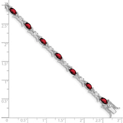 Sterling Silver Rhodium-plated Garnet and CZ Bracelet QX165GA