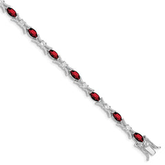 Sterling Silver Rhodium-plated Garnet and CZ Bracelet QX165GA