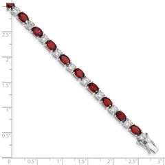 Sterling Silver Rhodium-plated Garnet and Cz Bracelet QX172GA