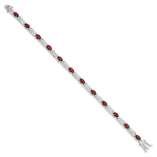 Sterling Silver Rhodium-plated Garnet Bracelet QX180GA