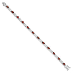 Sterling Silver Rhodium-plated Garnet Bracelet QX180GA