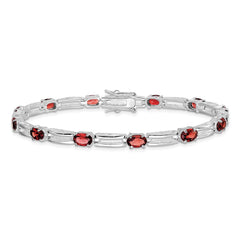 Sterling Silver Rhodium-plated Garnet Bracelet QX180GA