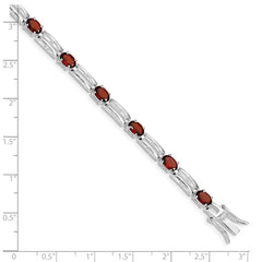 Sterling Silver Rhodium-plated Garnet Bracelet QX180GA