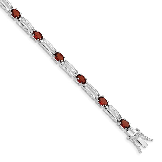 Sterling Silver Rhodium-plated Garnet Bracelet QX180GA