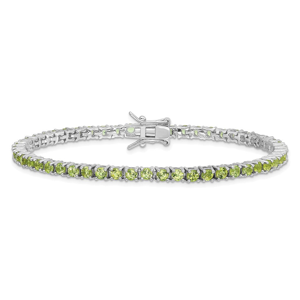 Sterling Silver Rhodium-plated Peridot Bracelet QX188PE