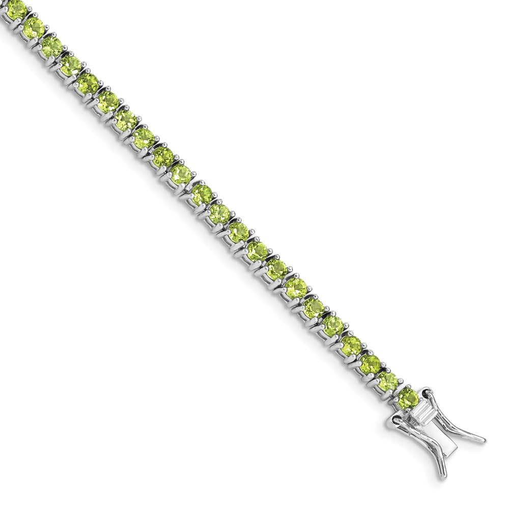 Sterling Silver Rhodium-plated Peridot Bracelet QX188PE