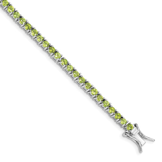 Sterling Silver Rhodium-plated Peridot Bracelet QX188PE