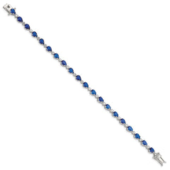Sterling Silver Rhodium-plated Blue and Clear CZ Bracelet QX207CZ