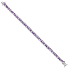 Sterling Silver Rhodium-plated Purple and Clear CZ Bracelet QX225CZ
