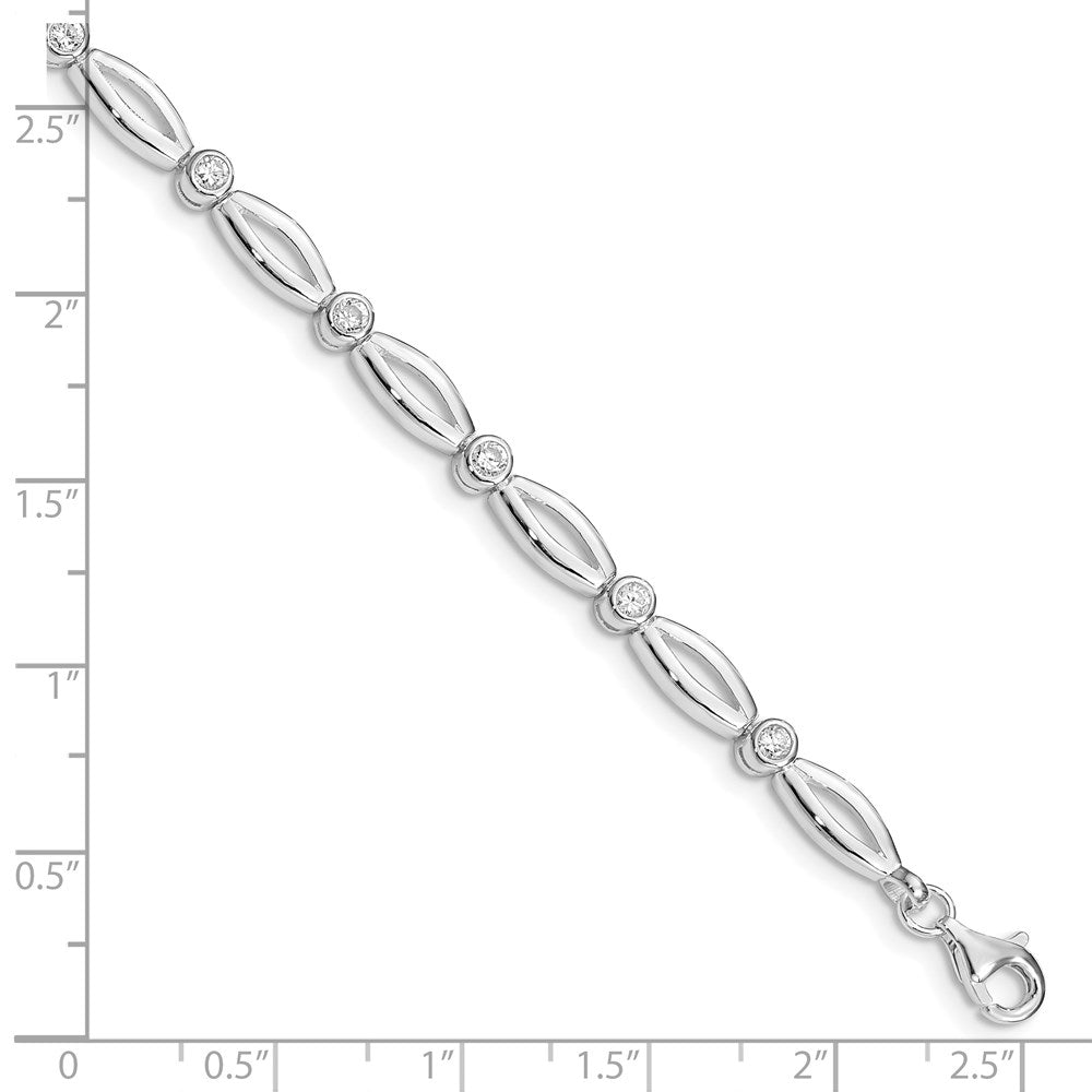 Sterling Silver Rhodium-plated 7inch Polished Fancy CZ Bracelet QX284CZ