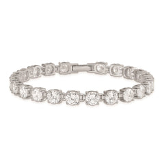 Sterling Silver Rhodium-plated CZ Tennis Bracelet QX346CZ