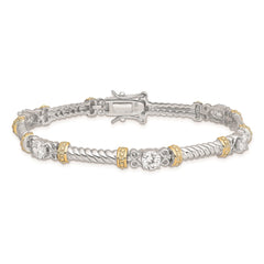 Sterling Silver Rhodium-plated and Vermeil CZ Bracelet QX362CZ
