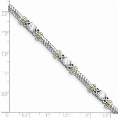 Sterling Silver Rhodium-plated and Vermeil CZ Bracelet QX362CZ