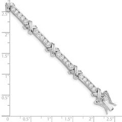 Sterling Silver Rhodium-plated CZ -X- Bracelet QX367CZ