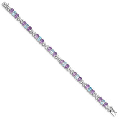 Sterling Silver Rhodium-plated Amethyst and Blue Topaz Bracelet QX478AM