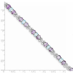 Sterling Silver Rhodium-plated Amethyst and Blue Topaz Bracelet QX478AM