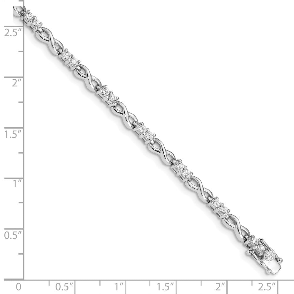 Sterling Silver Rhodium-plated CZ Infinity Bracelet QX529CZ