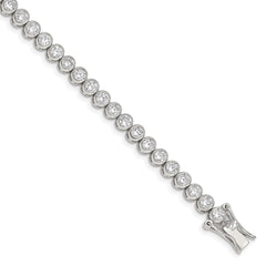 Sterling Silver Rhodium-plated CZ 7 inch Tennis Bracelet QX558CZ