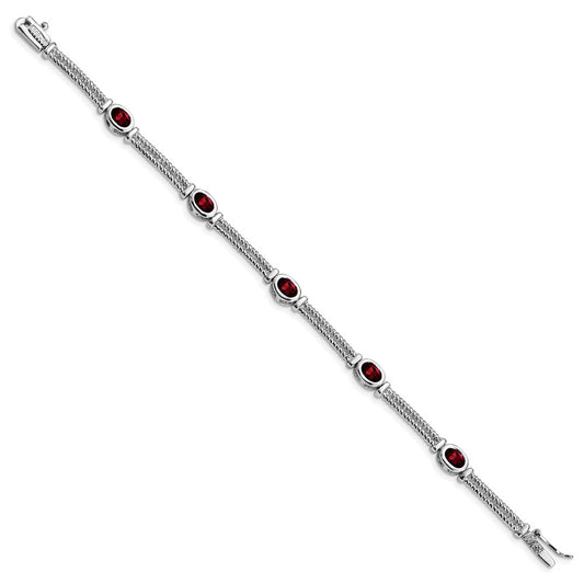 Sterling Silver Rhodium Plated Garnet Bracelet QX586GA