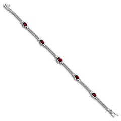 Sterling Silver Rhodium Plated Garnet Bracelet QX586GA