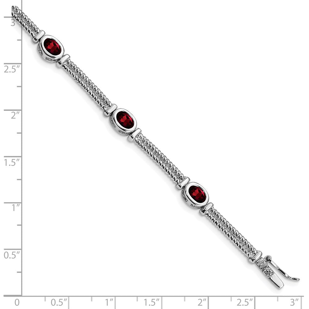 Sterling Silver Rhodium Plated Garnet Bracelet QX586GA
