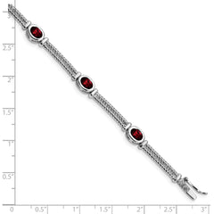 Sterling Silver Rhodium Plated Garnet Bracelet QX586GA