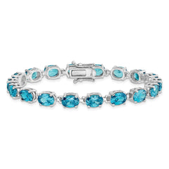 Sterling Silver Rhodium-plated Blue Topaz 6.5in Bracelet QX5BT