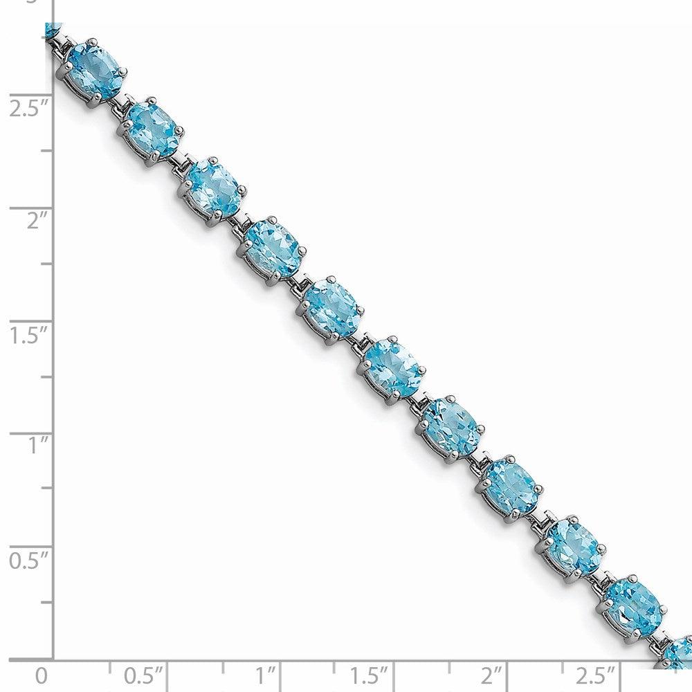 Sterling Silver Rhodium-plated Blue Topaz 6.5in Bracelet QX5BT