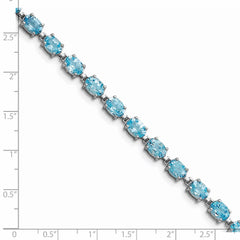 Sterling Silver Rhodium-plated Blue Topaz 6.5in Bracelet QX5BT