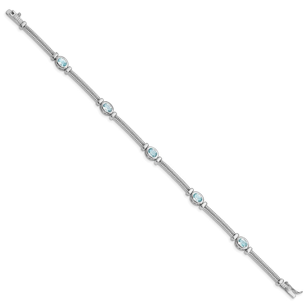 Sterling Silver Rhodium-plated Blue Topaz Bracelet QX601BT