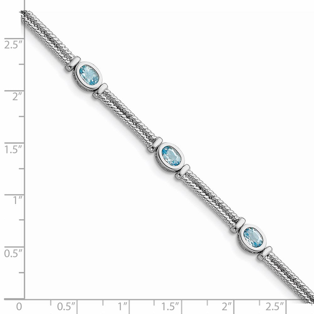 Sterling Silver Rhodium-plated Blue Topaz Bracelet QX601BT