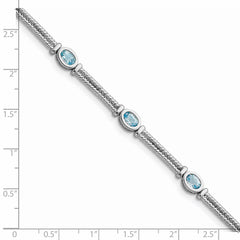 Sterling Silver Rhodium-plated Blue Topaz Bracelet QX601BT