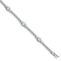 Sterling Silver Rhodium-plated Blue Topaz Bracelet QX601BT