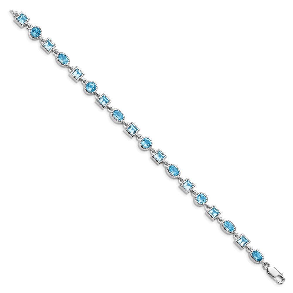 Sterling Silver Rhodium-plated Blue Topaz Bracelet QX602BT