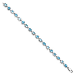 Sterling Silver Rhodium-plated Blue Topaz Bracelet QX602BT