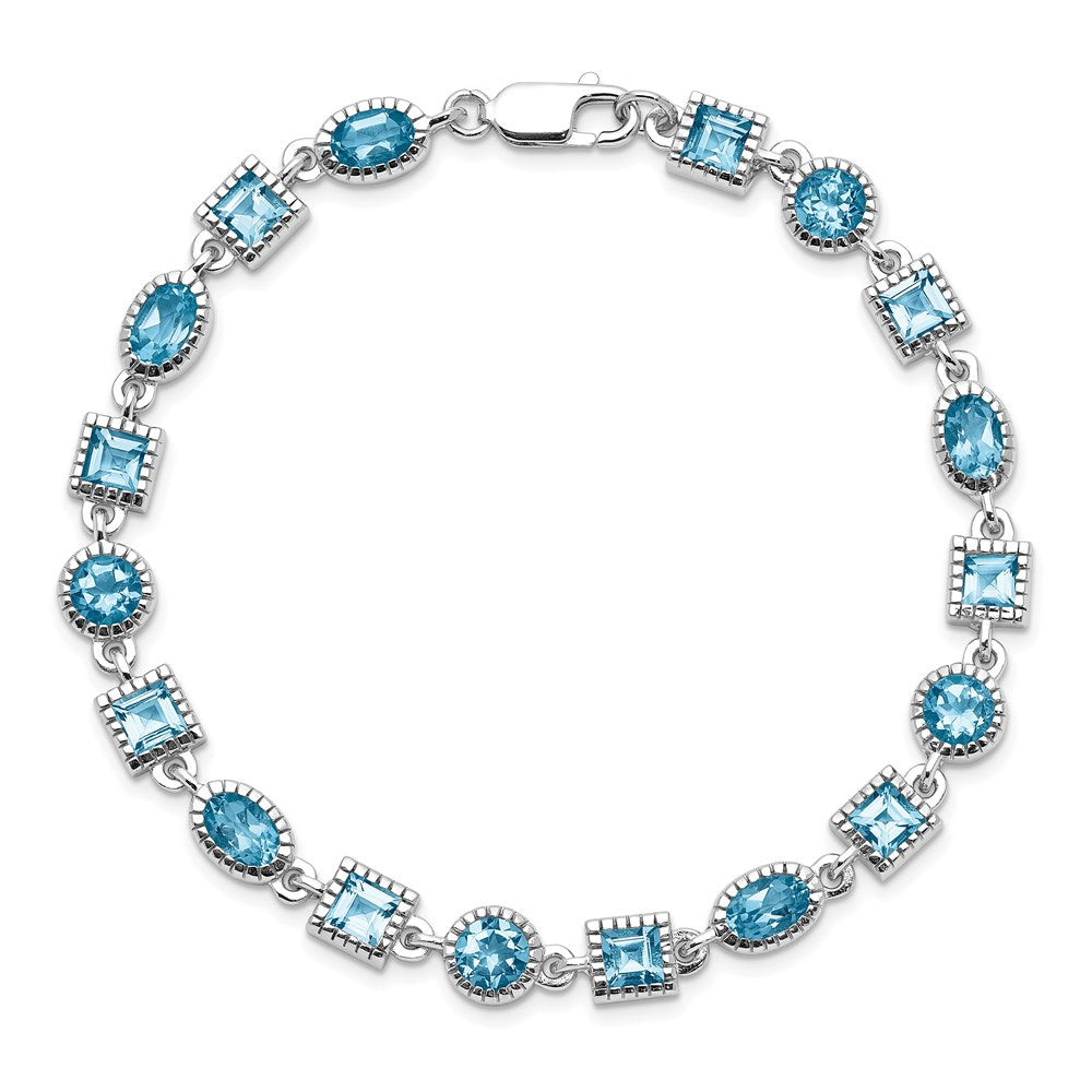 Sterling Silver Rhodium-plated Blue Topaz Bracelet QX602BT