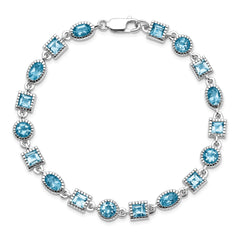 Sterling Silver Rhodium-plated Blue Topaz Bracelet QX602BT