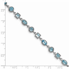 Sterling Silver Rhodium-plated Blue Topaz Bracelet QX602BT