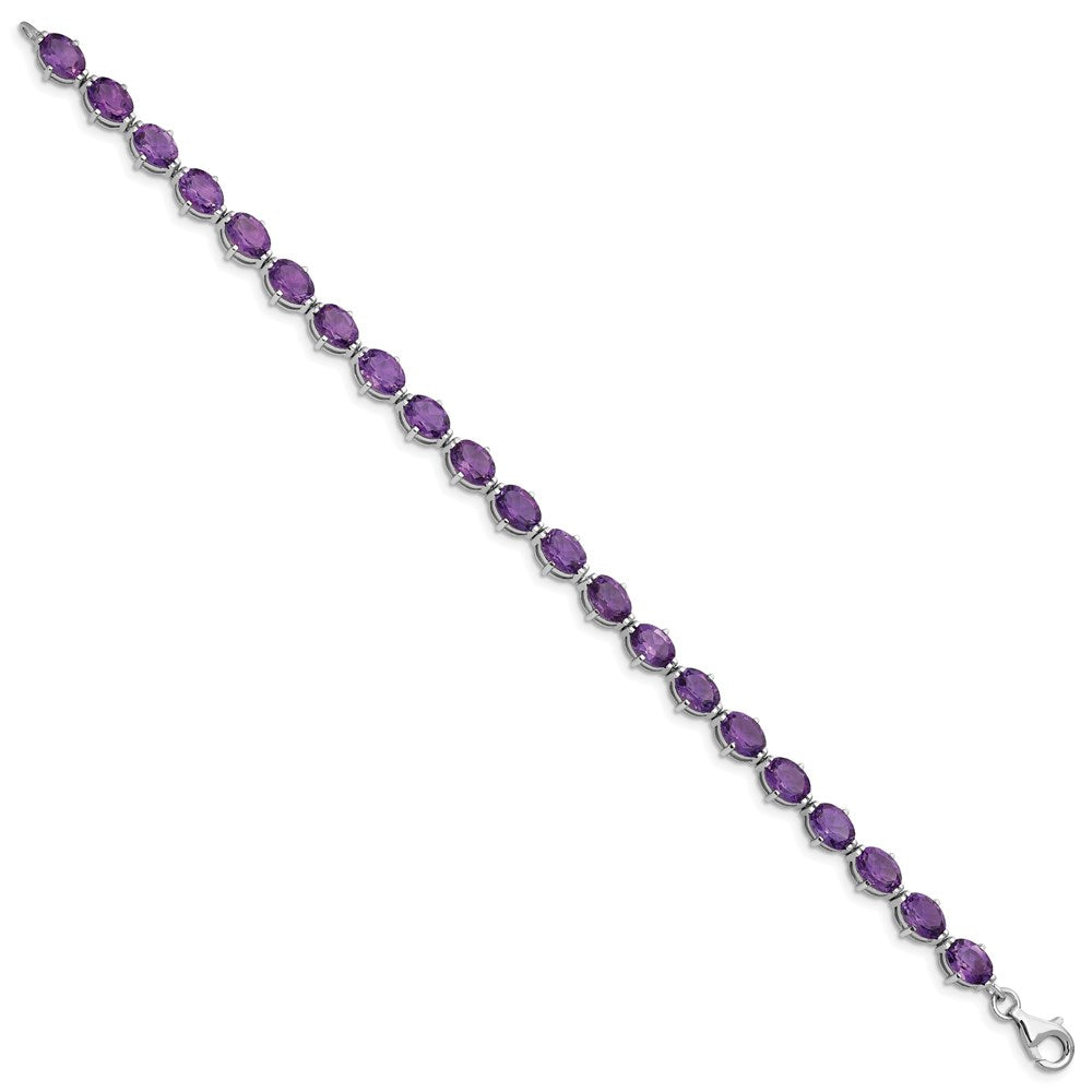 Sterling Silver Rhodium-plated Amethyst Bracelet QX814AM