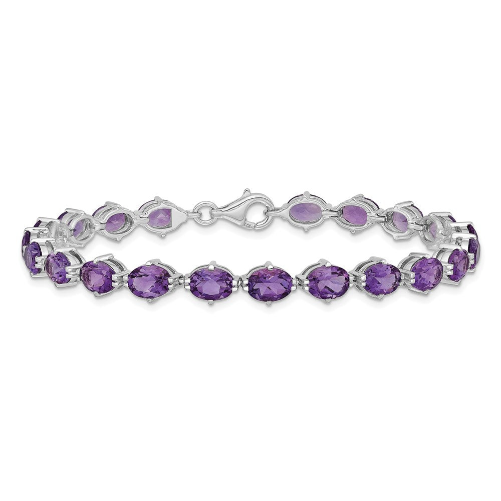 Sterling Silver Rhodium-plated Amethyst Bracelet QX814AM