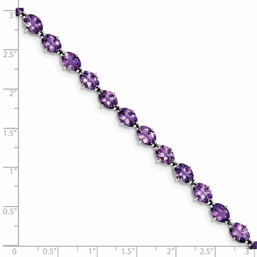 Sterling Silver Rhodium-plated Amethyst Bracelet QX814AM